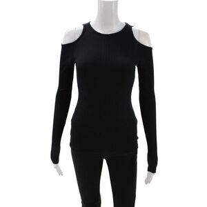 Frame Shirt Women Black Crewneck Long Sleeve Top Supima Modal Spandex Size S